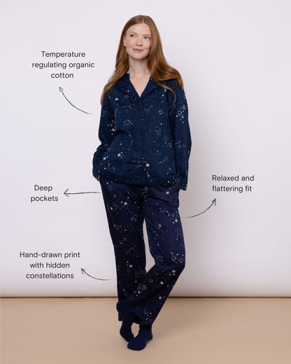 Organic Cotton Navy Pyjama Set, Night Time