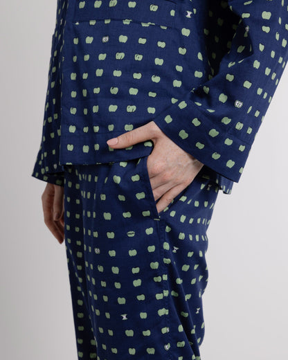 Organic Cotton Navy Pyjama Set, Pipped