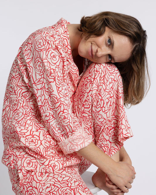Organic Cotton Peach Pyjama Set, Bums and Roses